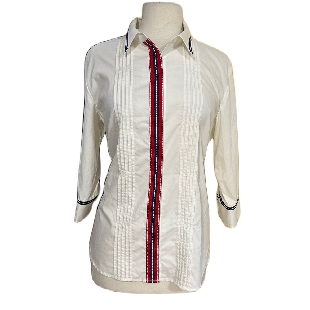 Vtg Chico's Long Sleeve Equestrian Country Button Up Top Womens 2 US L Unique